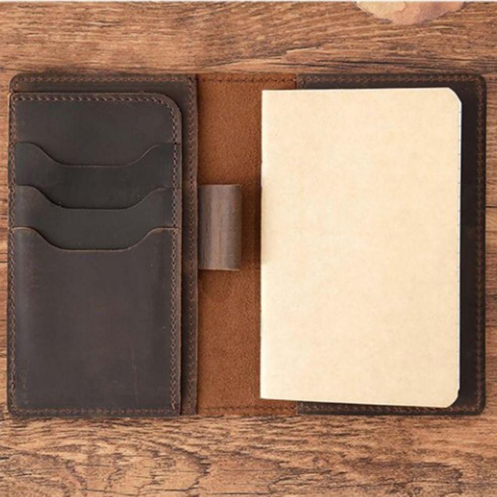 Crazy Horse Leather Genuine Leather Notebook Pen Slot Leather Journal Cover Gift for Men