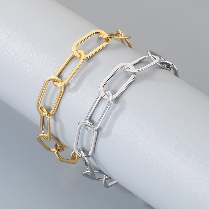 Kalen Stainless Steel Paperclip Chain Bracelet for Men Women Hop Hip Gold Color Accessory Adjustable Minimalist Fashion Jewelry