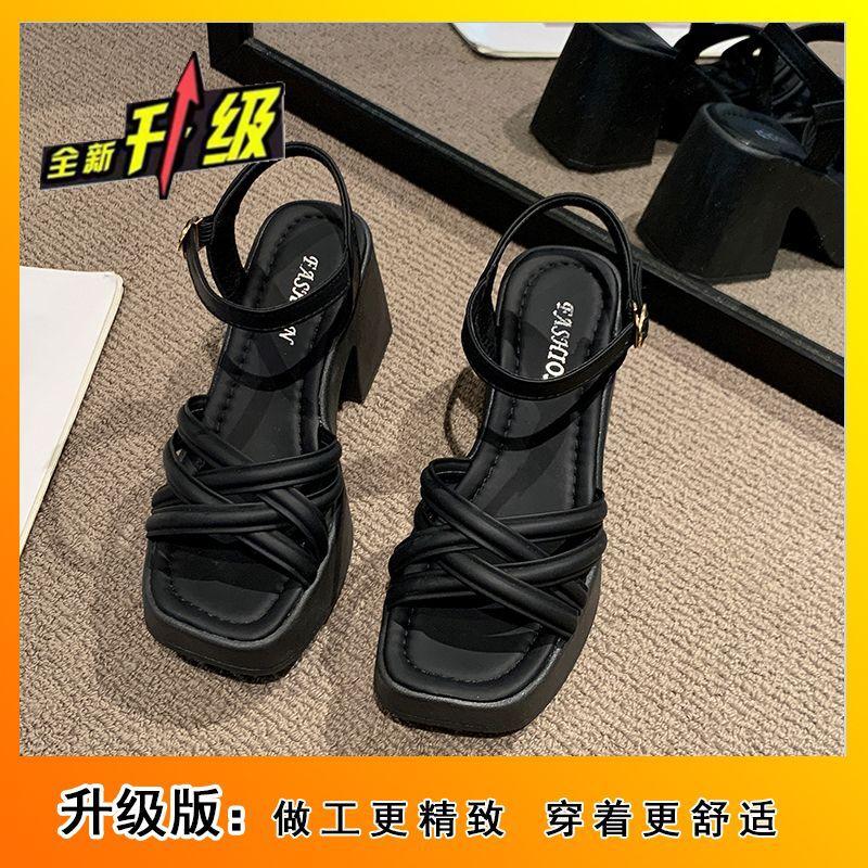 Fashion Casual Women's Shoes Waterproof Table Slope Heel High Heels Wear-resistant Thick Heel Roman Sandals Women's New Summer 2025