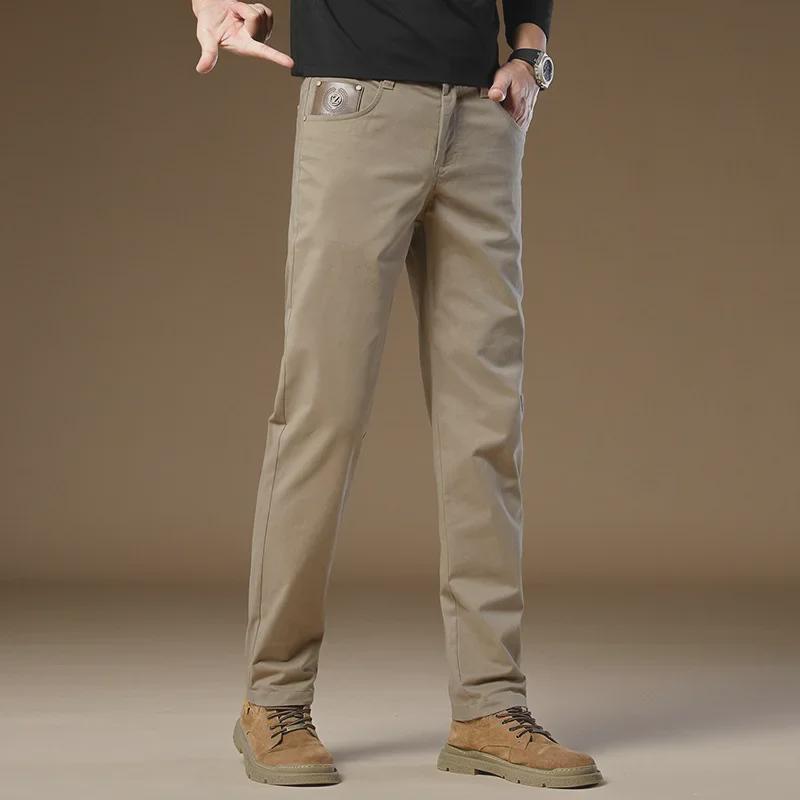 Men's Slim Fit Elastic Belt Cotton Suit Pants for Autumn/Winter 2024