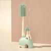 Baby Silicone Bottle Brush Set with Stand Baby Cleaning Brush Travel Size Drain Rack Long Handle 3 In 1 Multipurpose