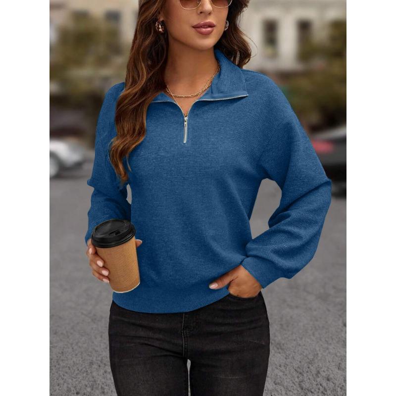 Новый трикотажный фактурный джемпер с длинным рукавом и застежкой-молнией для женщин L 2854₽