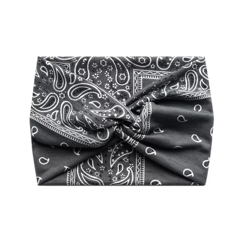 European and American Bohemian Elastic Cross Headband with Paisley Pattern and Knotted Design