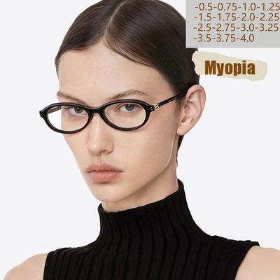 Myopia Glasses Elliptical Frame Photosensitive Color Change Small Frame Anti-blue Light Fashion Glasses 6085