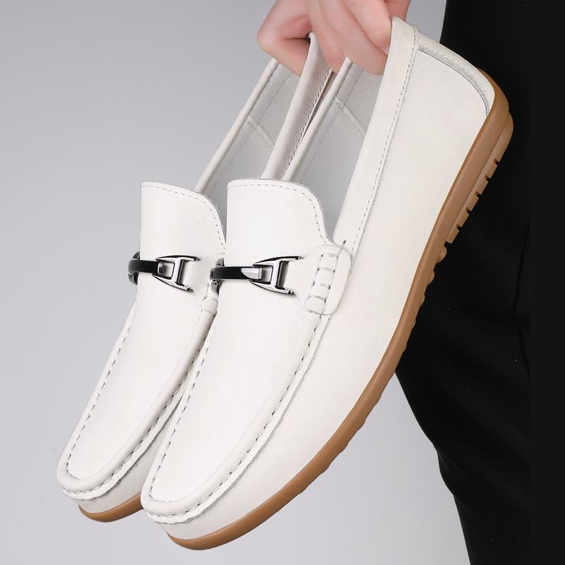 Fashion Handmade Moccasins Genuine Leather Loafers for Men Simple Business Male Walking Shoes Slip-On Flats Fashion Design Casual Shoes