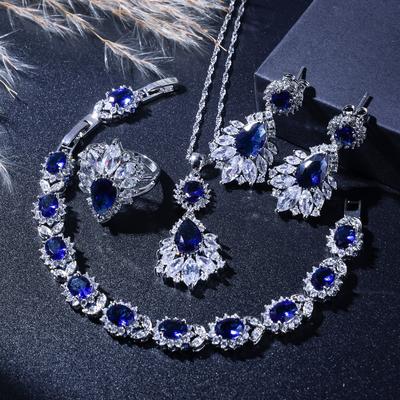 Elegant Women'S Jewelry Set - Vintage-Inspired Necklace, Ring, Earrings & Bracelet With Sparkling Zirconia - Perfect Gift