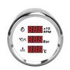 52mm Digital Oil Pressure Water Temp Gauge with Backlight 3 In 1 LED Display Tachometer for Boat Yacht RV Truck