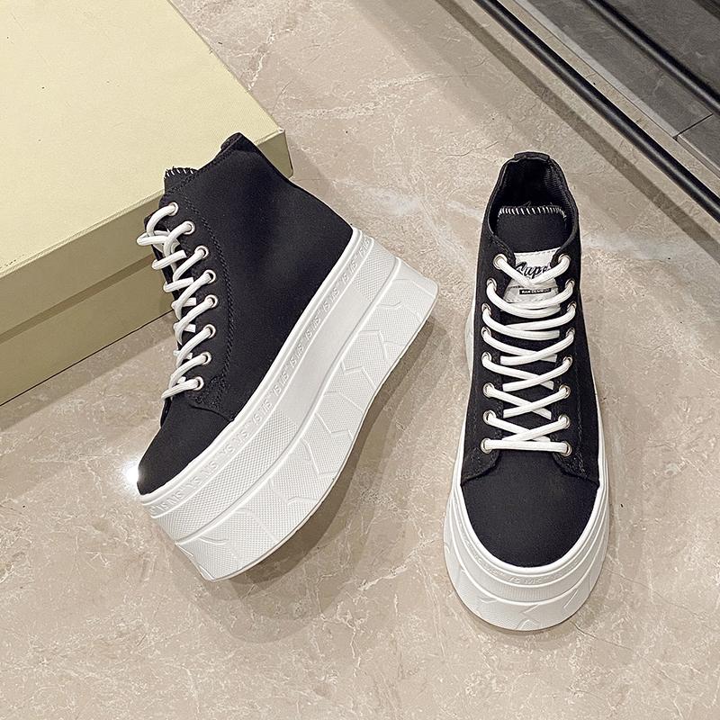 Μοντέρνα Γυναικεία Καμβάς Παχύς Πάτος Πλατφόρμα Αύξησης Αθλητικά Παπούτσια Άνοιξη Νέο Στυλ Διαπνέον Ψηλά Πλατφόρμα Casual Αθλητικά Μονά Παπούτσια