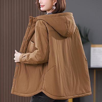 2024 Winter Women's Cotton Coat Mid Length Loose Fit Plus Size Casual Thick Warm Jacket for Middle Aged Moms