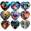 Heart-shaped Wood Animal Jigsaws for Adult Child Gifts Lovely Cat Puzzles Distinctive Party Game Mysterious Wooden Puzzle