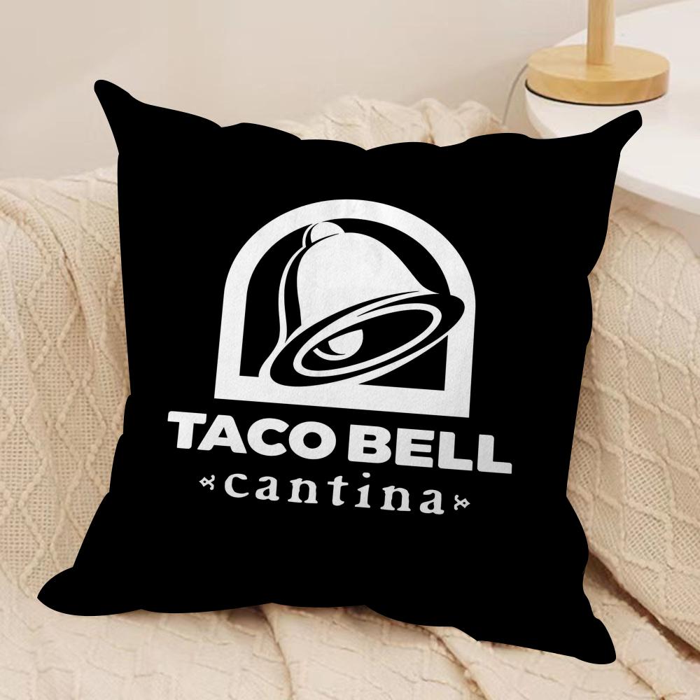 Mexican Flavor T-Taco Bell Cushion Cover Soft Plush Fabric Double-Sided Printed Sofa Cushion Cover for All Seasons Home Decor