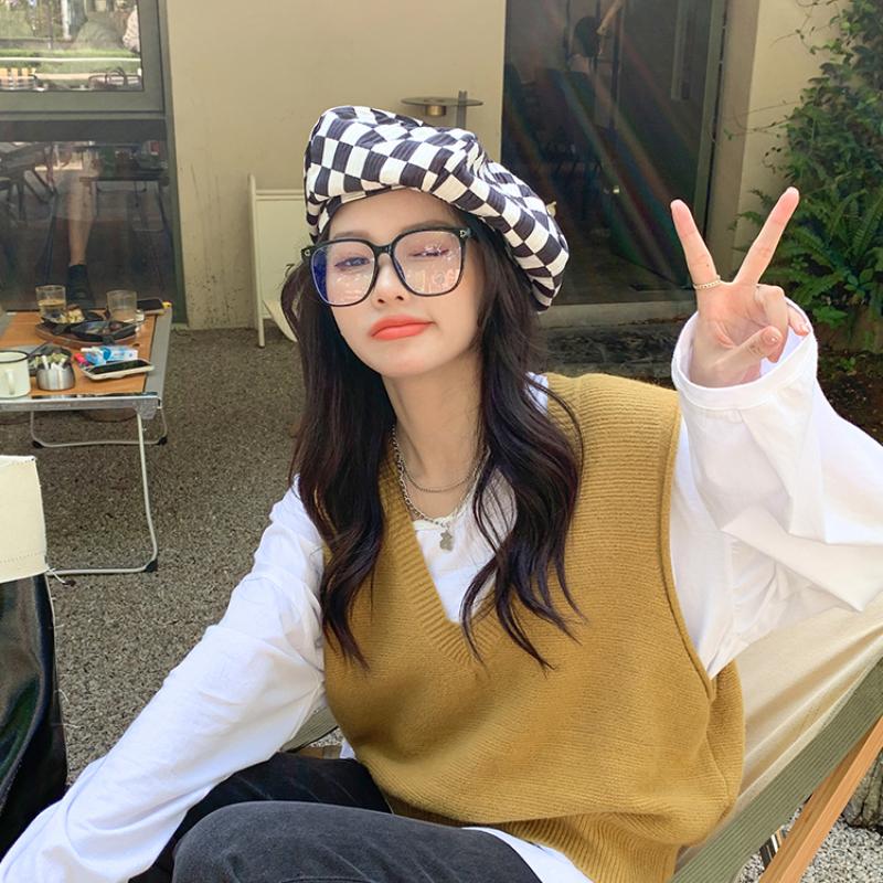 Checkerboard Grid Beret Hat Fashion Winter Autumn for Woman Retro Berets Girl Plaid Adjustable Painter Hat Casual Street Beret Hat