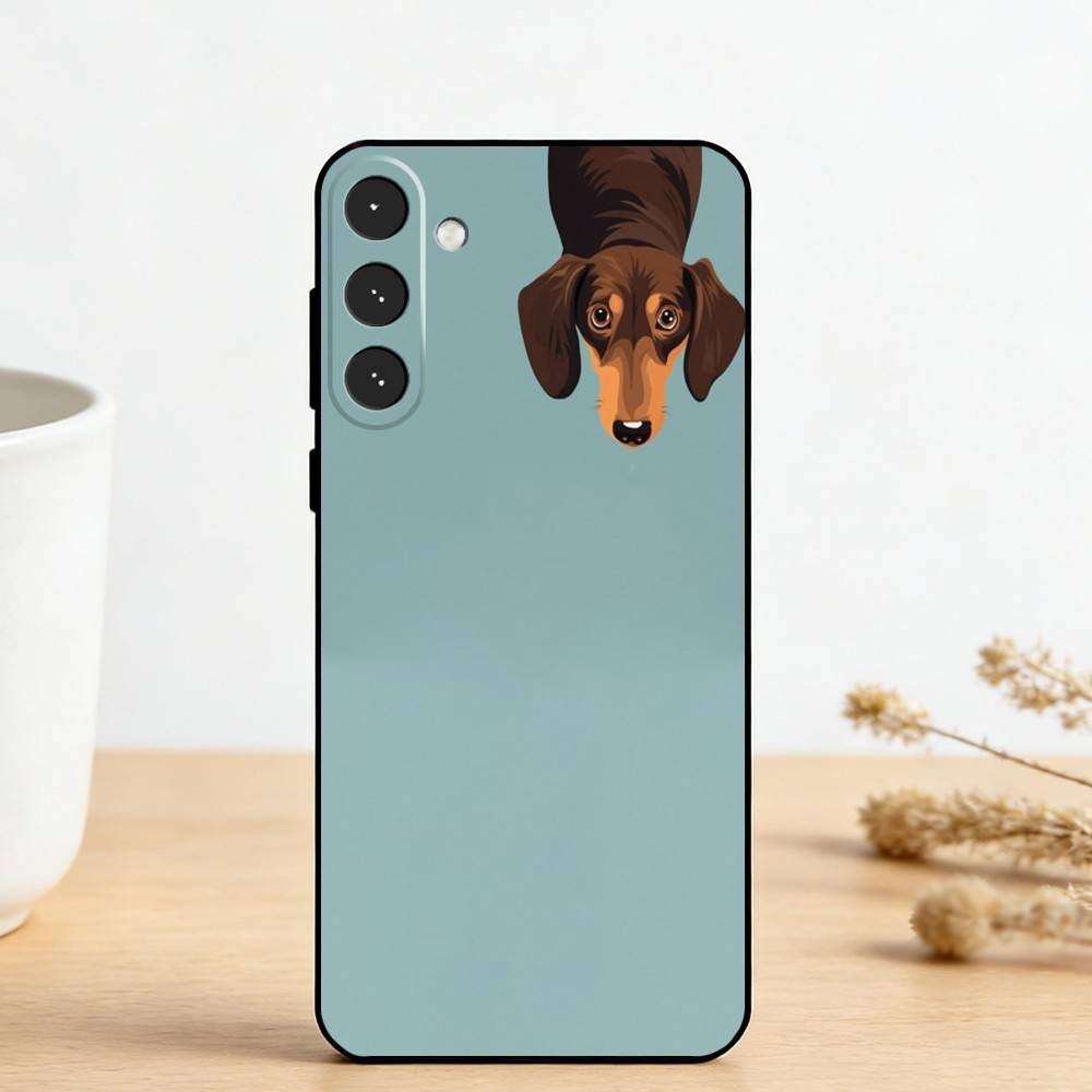 C-Cute Dachshund   Phone Case For Samsung Galaxy A73,A72,A71,A70,A53,A52,A51,Others Soft Black Cover