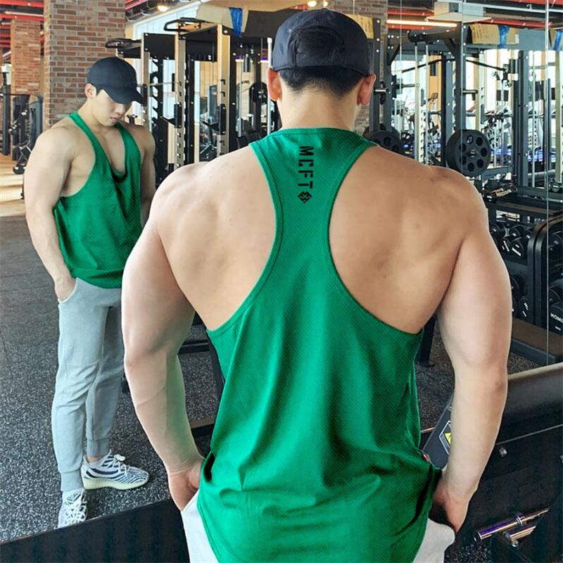 Muscleguys Fitnessstudio Tanktops Herren Bodybuilding Ärmelloses Shirt Sommer Netz Schnelltrocknend Atmungsaktiv Y-Rücken Muskel Westen Fitness Sport T-Shirts