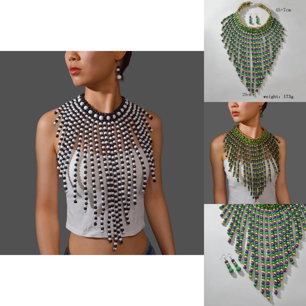 European Fashion Pearl Necklace And Earring Set With Handmade Design For Women And Men