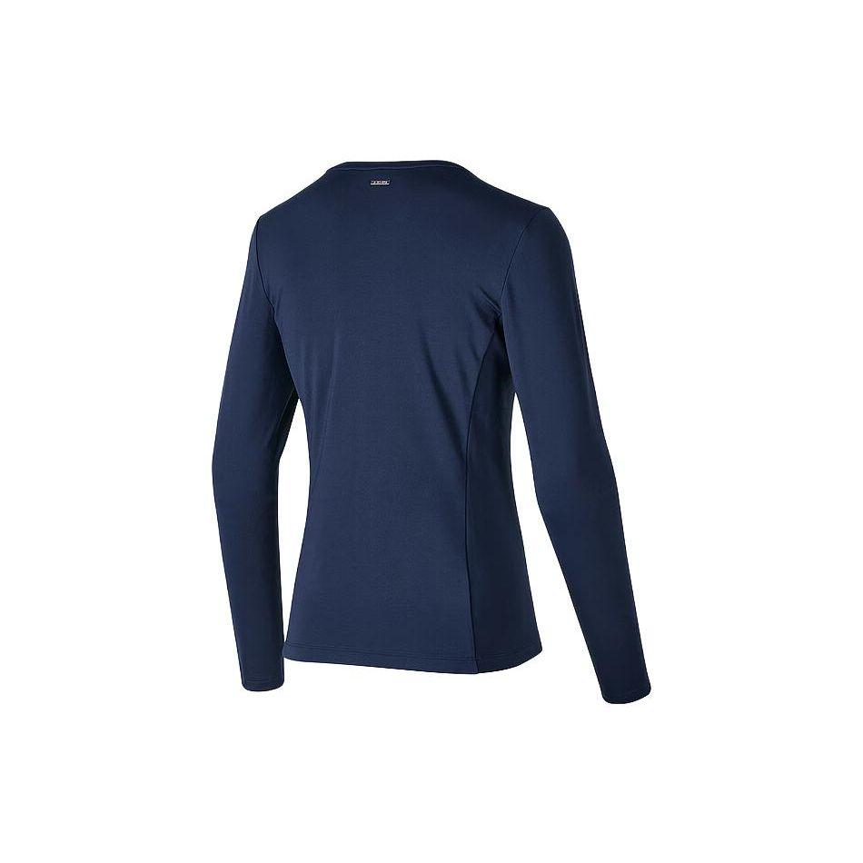 Skechers Sport Series Letter Pullover Round Neck Long Sleeve T-Shirt Women tops Navy-Blue P423W143-02MZ