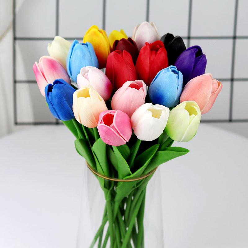 Tulip Pu Artificial Flowers For Wedding Decor Home Styling Props Photo