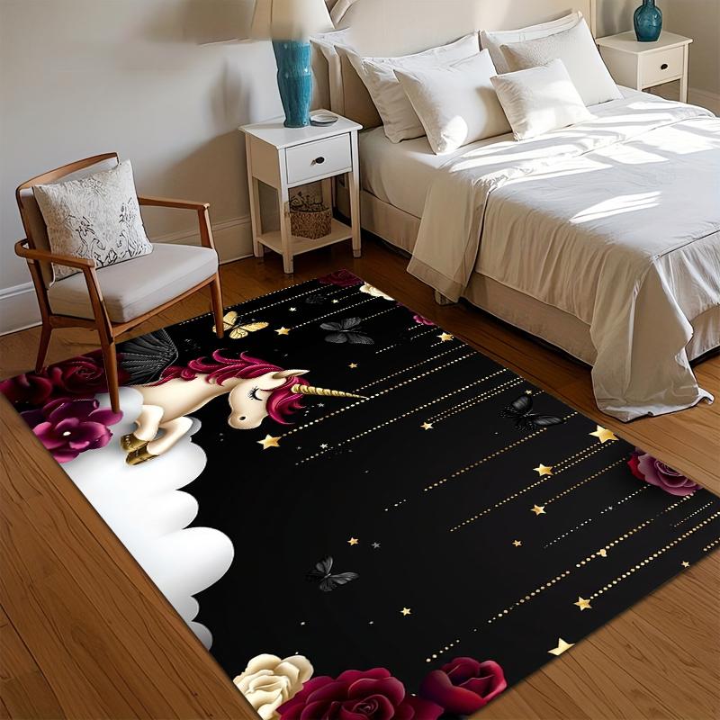 

Ковер Glam Unicorn Rose Starry Night, нескользящий, мягкий, для гостиной, спальни, детской комнаты, очаровательный, волшебный декор 40x60cm