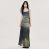 Tie-dye Suspender Dress Women Summer New Design Temperament Mesh Slim Long Skirt