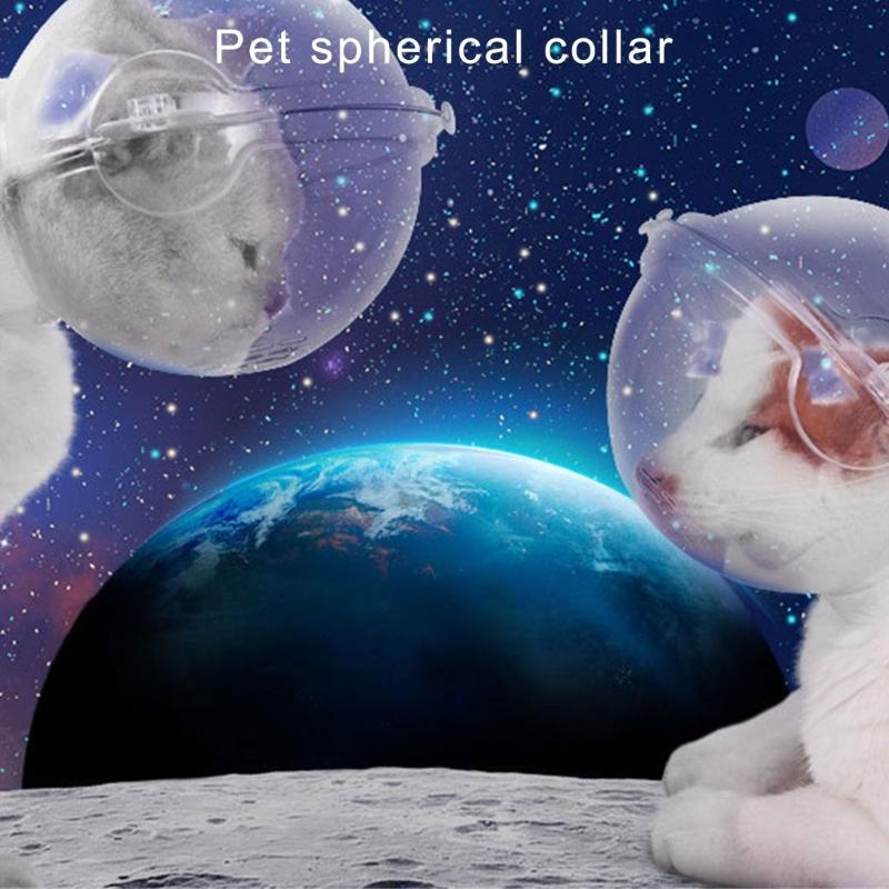 Adjustable Cats Muzzle Safety Helmet Transparent Plastic Headcover For Small Dog Cats Prevent Biting Licking Scratching