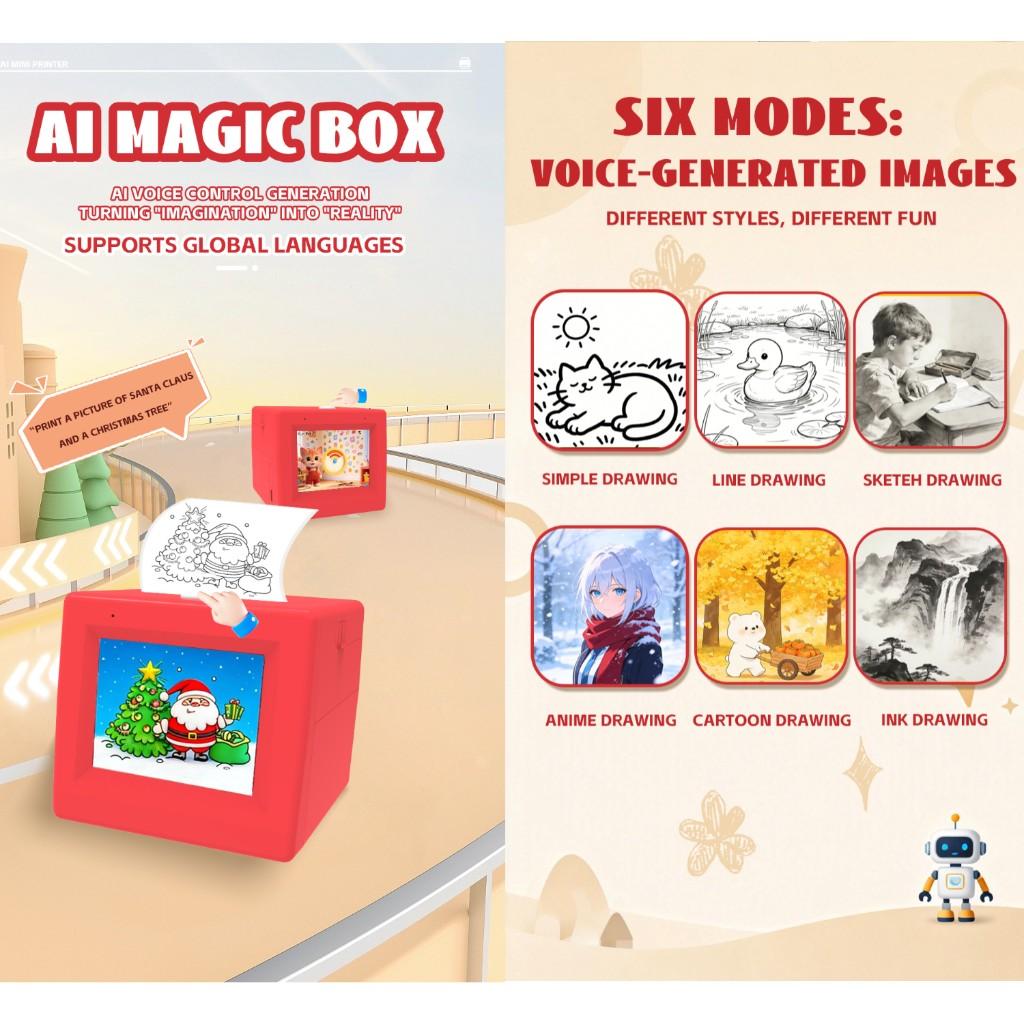 Q15 AI Thermal Printer Voice-Activated Pattern Printing A Creative DIY Toy for Parents and Kids Black