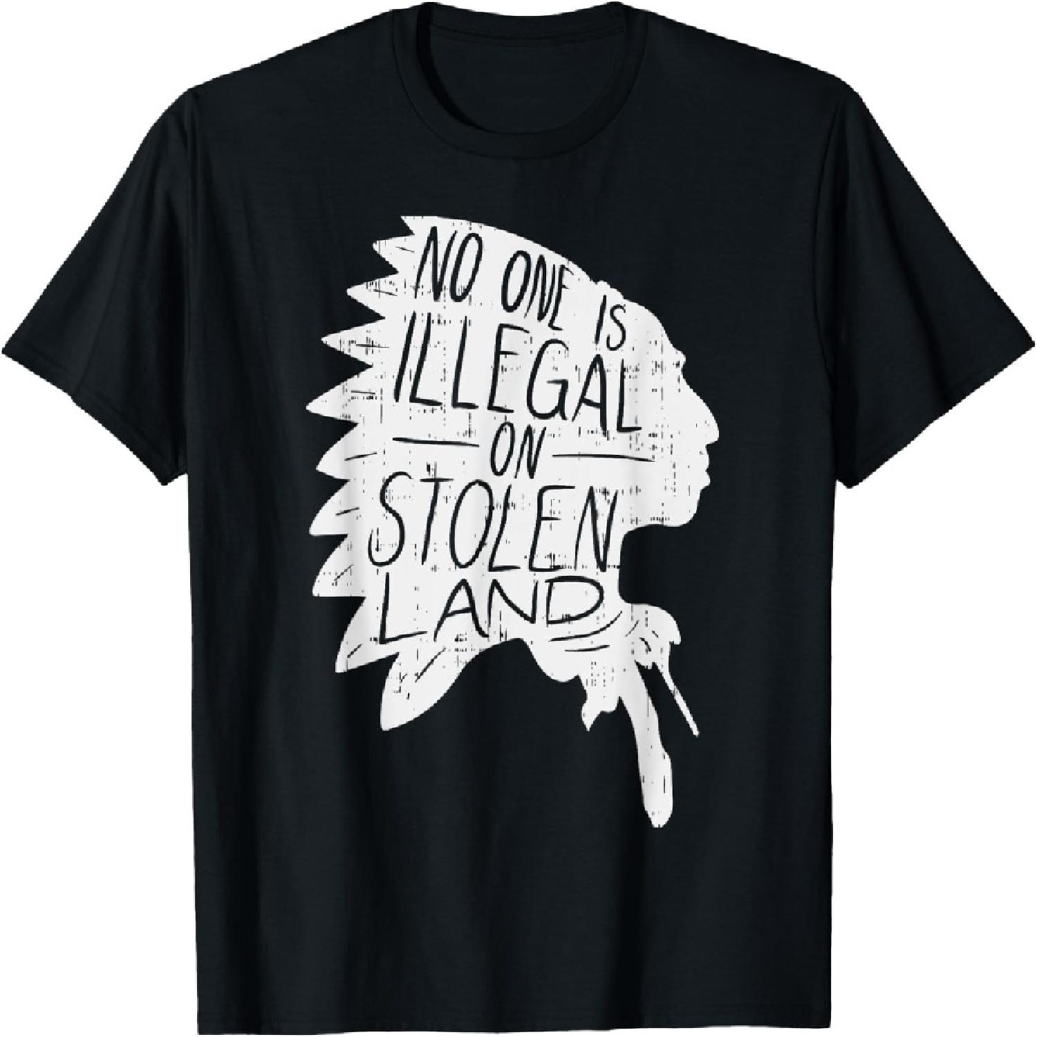 No One is Illegal On Stolen Land Shirt Indigenous Immigrant T-Shirt S
