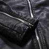 Jaqueta de Couro Motociclista Masculina Juvenil Slim Fit - Estilo Coreano