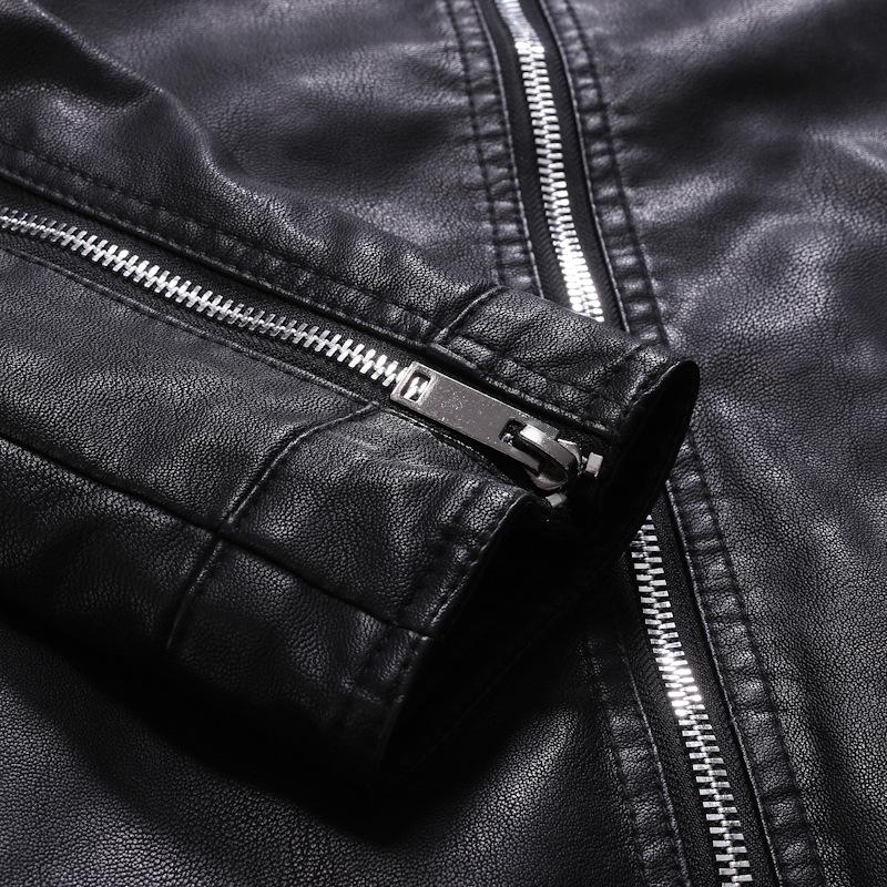 Jaqueta de Couro Motociclista Masculina Juvenil Slim Fit - Estilo Coreano