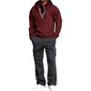 Completo da Uomo con Felpa con Cappuccio e Zip a Metà e Pantaloni Cargo, Outfit Casual in 2 Pezzi per l'Uso Quotidiano