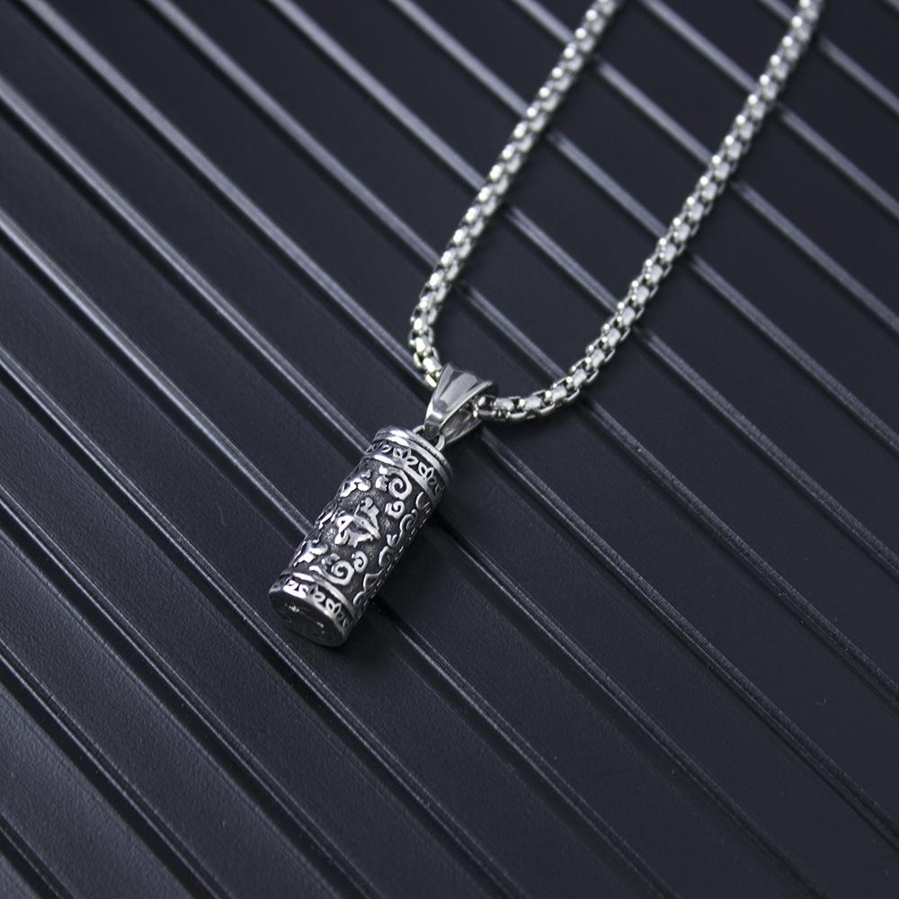 European and American Titanium Steel Necklace Men's Hip Hop Bounce Di Mantra Pendant Pendant ,A Gift for My Boyfriend