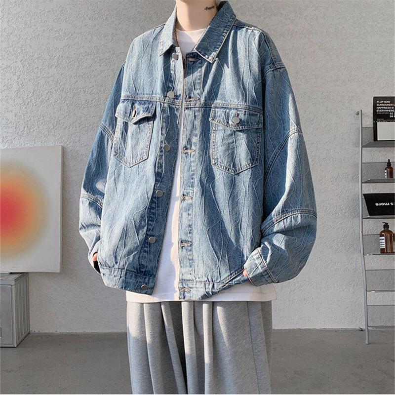 Spring Autumn Men's Cotton Denim Jackets Fashion Youthful Vitality Casual Outerwear Men Loose Streetwear Denim Coat Plus Size