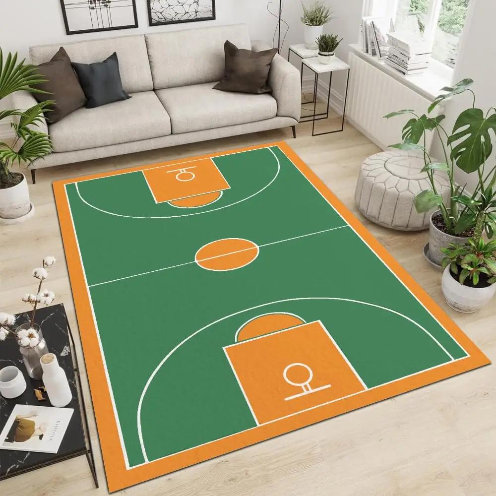 Children's Football Field Area Rug, Creative Football Field Pattern Carpet,Non-Slip Living Room Floor Mat Suitable for Game Room