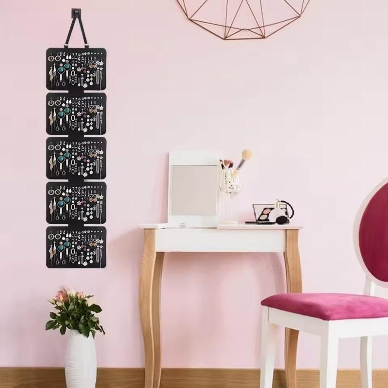 1pc Foldable Felt Jewelry Organizer,Wall Hanging Earring Pendant Display,Storage Bag For Necklaces,Bracelets