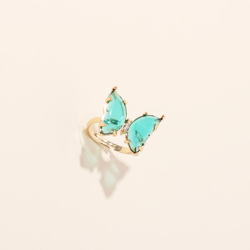 Mori Acrylic Butterfly Color Transparent Live Ring Internet Celebrity Tide Simple Fashion Super Fairy Ring