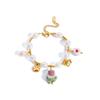 Stylish Adjustable Pearls Flower Bracelet With Ceramic Beads Fashion Accessory Fashionable Beaded Wristband