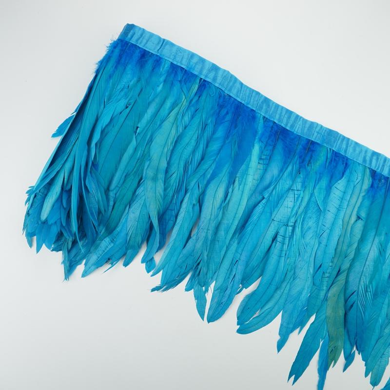 2Meters Rooster Feathers on Tape Trim Tassel Fringe Ribbon White Black Cock Pheasant Chicken Feather Costume Clothing Decoration