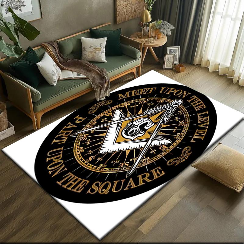 2026 New Style Shining All-Seeing Eye Freemason Carpet Rug for Living Room Bedroom Home Sofa Decoration,Kids play Non-slip Floor Mat