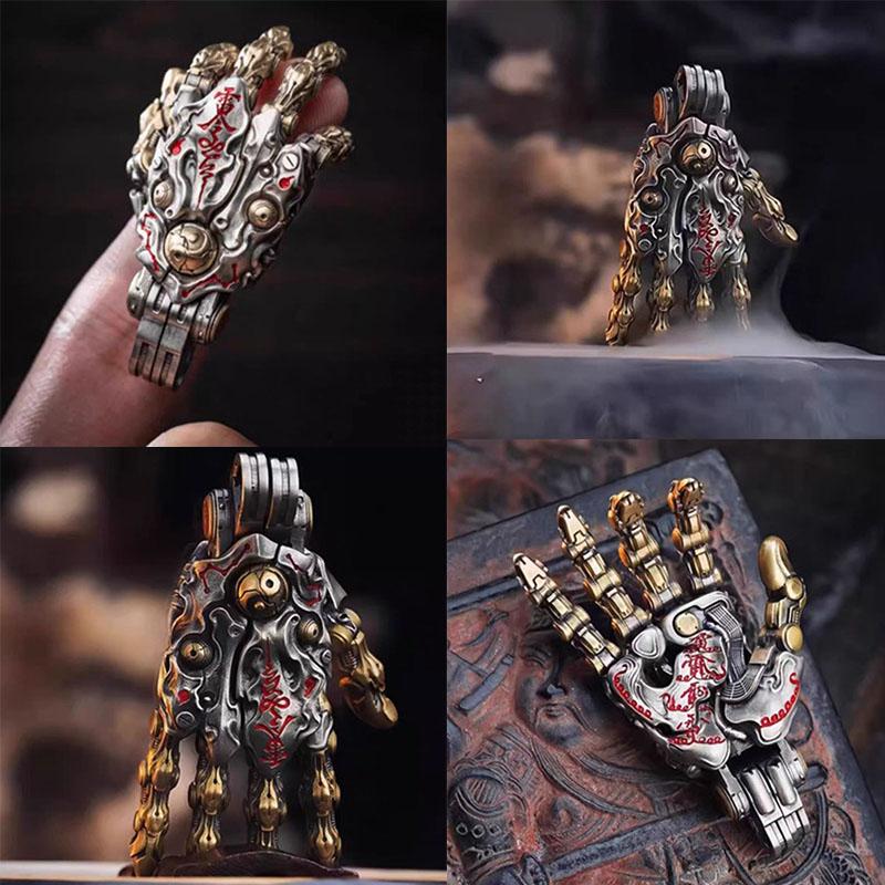 Hot Sale 5cm Robot Hand Collectible Daoism Mechanical With Chain Movable Finger Joints Hand Charm Display Gifts Pendant Ornament