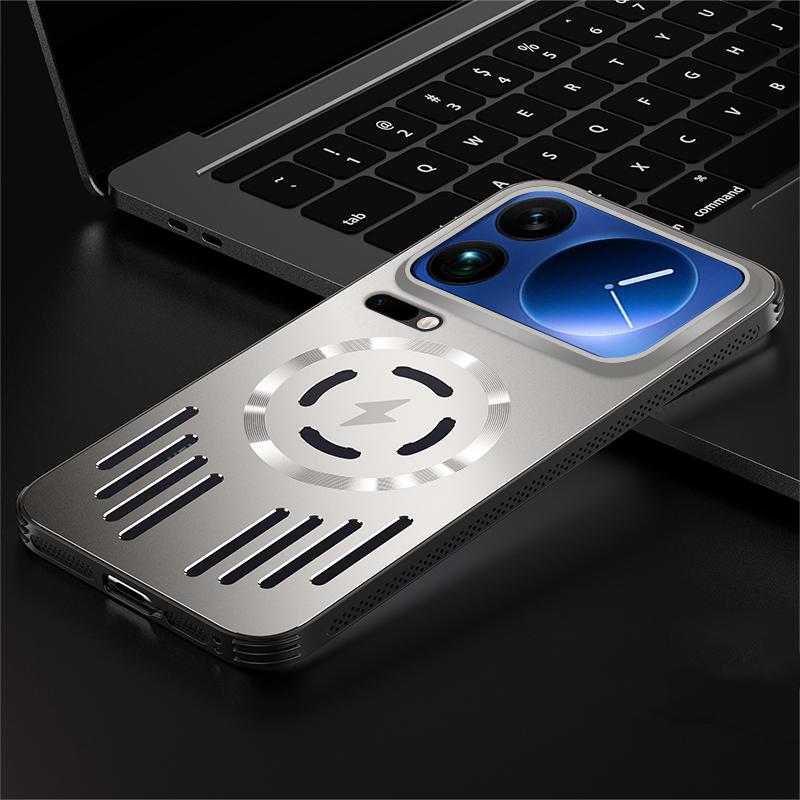Hard Metal Heat Dissipation Magnetic Wireless Charging Cover For Xiaomi 17 Pro Max 15 Ultra 14 13 Pro Cool Protective Back Case