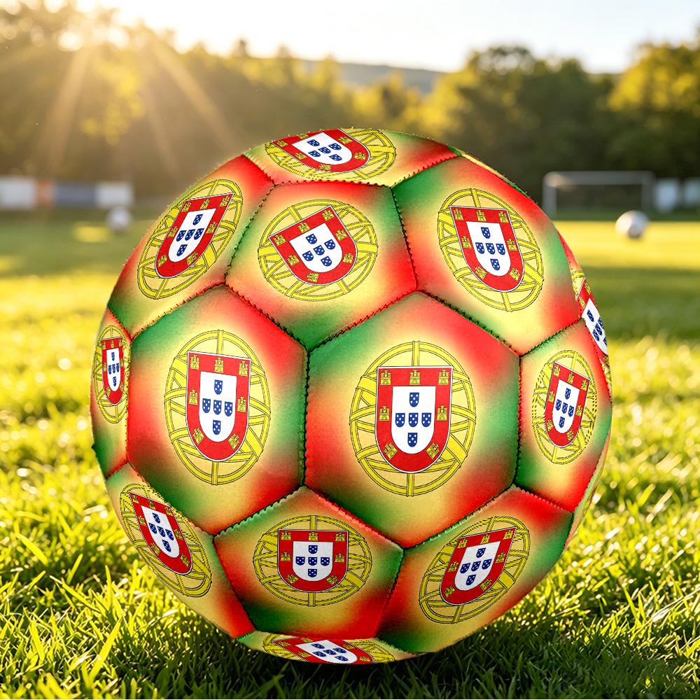 Portugal Football Printed Size 5 Soccer Ball Wear Resistant Standard Adult Training Football Fan Gift for Indoor Outdoor Match Sports