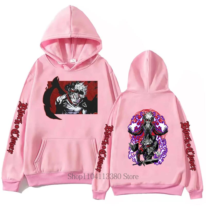 Black Clover Grafik Tierdruck Hoodie Herren Harajuku Mode Lässig Vintage Langarm Tops Herbst Winter Fleece Pullover