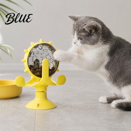 Cat Treat Toy Windmill Dispenser Interactive Rotating Food Dispenser Toy