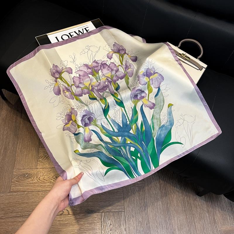 Mother's Day Silk Scarf Muse Festival Gift Simulation Silk Silk Scarf Premium Spring and Summer Square Scarf 71 Silk Decorative Small Scarf