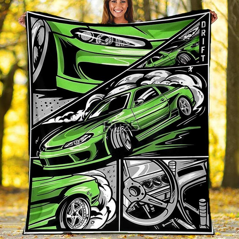 Cartoon City Traffic Scene Fleece Printed Flannel Blanket, Warm Soft Throw Sofa Bed Blanket 80cm x 120cm