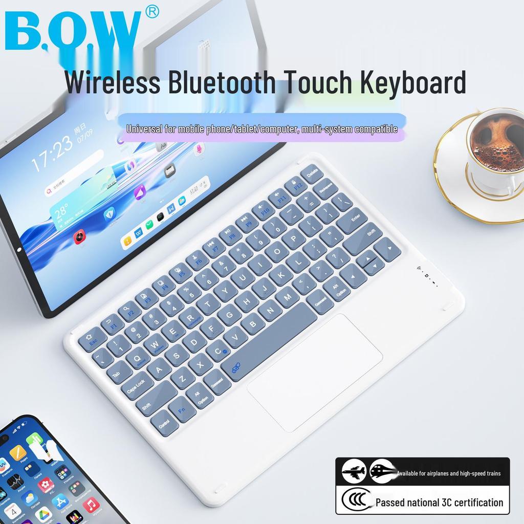 BOW Hangshi X19C Silent Touch Bluetooth Keyboard for Apple & Huawei Tablets - Ideal for Office and Girls' Use