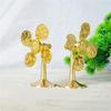 Brass Windmill Model Statue Luck Wealth Prosperities Metal Pinwheels Sculpture