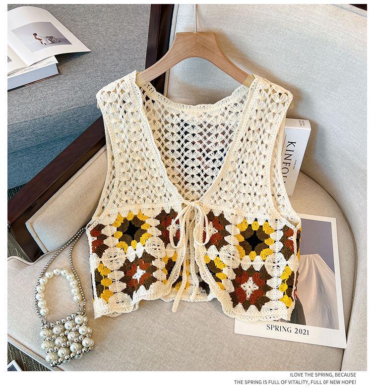 Sleeveless Crochet Lace Knit Cardigan: Fashionable Loose Bolero Vest