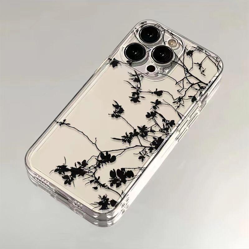 Black hand Phonecase drawn branches leaves Phone Case For Samsung S26 S25 S24 S23 S22 S21 S20 Plus Ultra Lite Clear Soft TPU