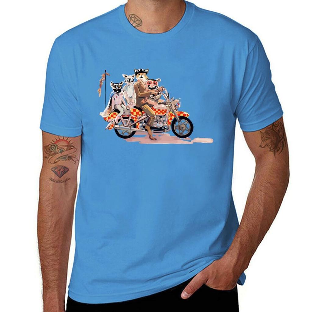 Schönes Andenken fantastische Mr. Fuchs Familie auf einem Motorrad Großartig Für Musikfan T-Shirt Anime Übergröße Oberteile schlichte T-Shirts Herren