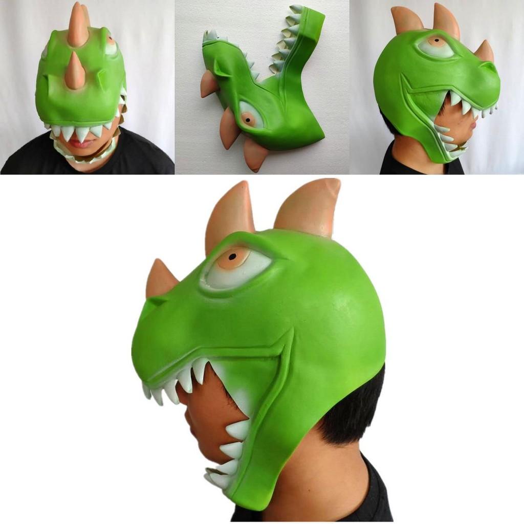 Halloween Latex Grön Dinosauriemask Med Handgjort Hantverk För Kostymfest Roligt